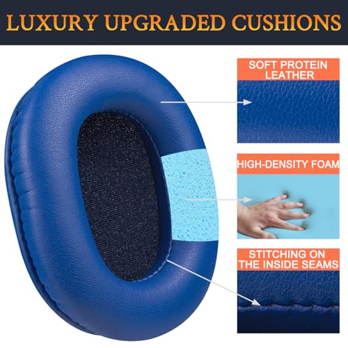 Image of SOULWIT Earpads Replacement for Audio Technica ATH M50X M50XBT M50RD M40X M30X M20X MSR7 SX1 Monitor Headphones, Ear Pads Cushions with Softer Protein Leather, High-Density Foam - Blue