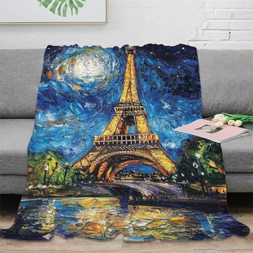 Couverture Tour Eiffel 150x200 en microfibre premium douce et moelleuse