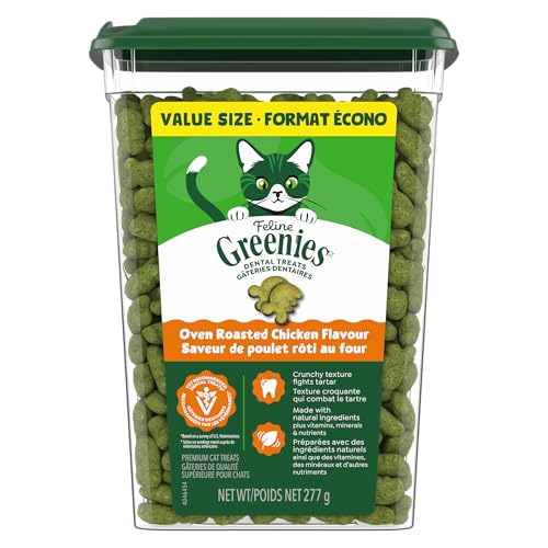 GREENIES Feline Cat Treats Natural Dental Care, Oven Roasted Chicken Flavour, 9.75oz. Tub image 7