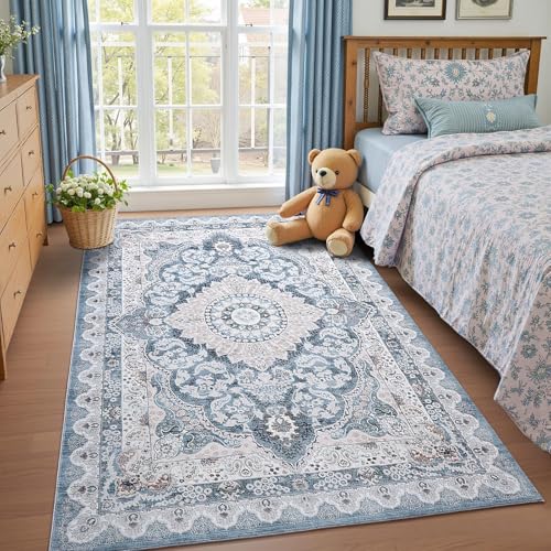 Macgace 4x6 Area Rug for Bedroom, Machine Washable Rugs with