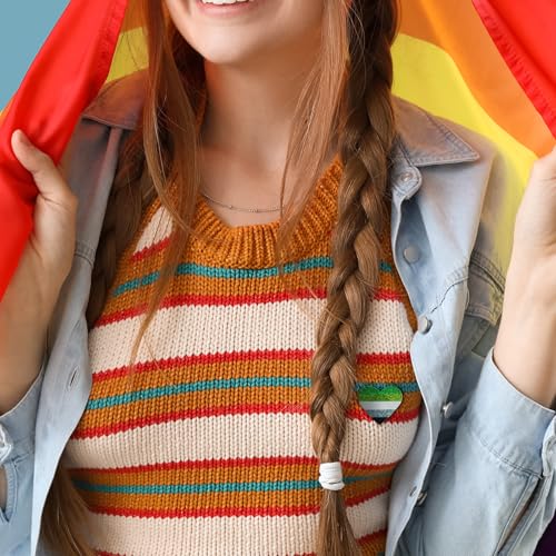 Image of LGBTQ+ Pride Pins - Rainbow Heart Flag Lapel Brooch Pin Badge Progress Pride Bisexual Transgender Nonbinary Lesbian Pansexual LGBTQ Accessories for Jackets Backpacks Hats