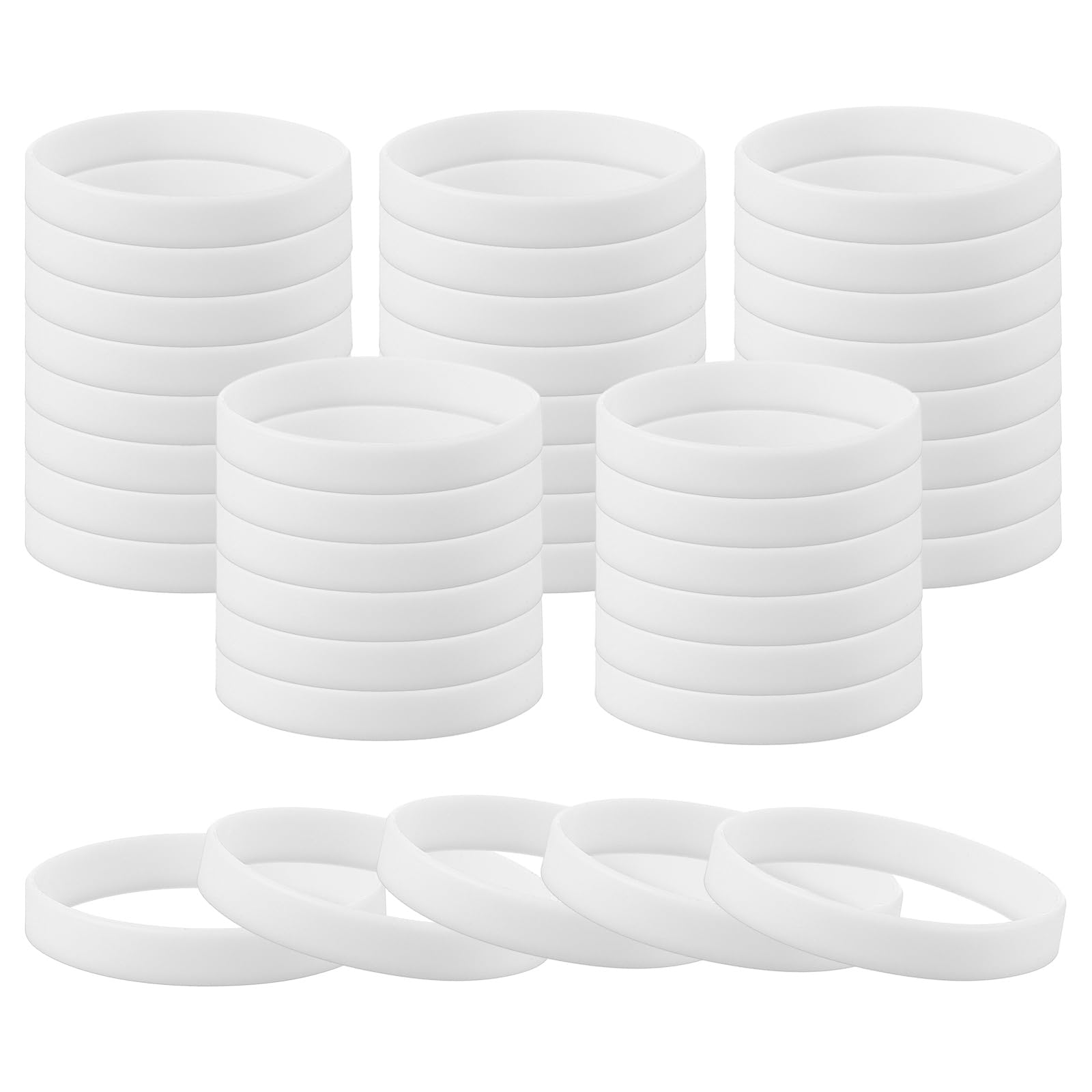 PATIKIL Rubber Bracelets, 60 Pcs Unisex Silicone Sports Wristbands for Sports Party Games Fashion Decorations White