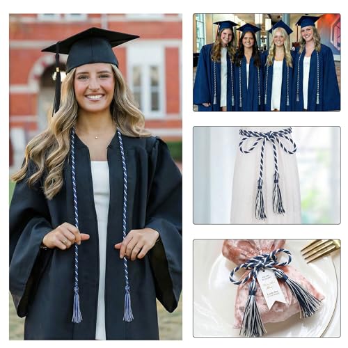 Image of GraduationMall Graduation Honor Cord 68 inch NavyWhite
