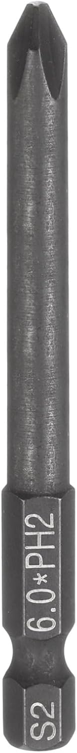 HARFINGTON #2 Phillips Screwdriver Bit PH2 1/4" Hex Shank 3" (75mm) Long 0.24" Rod Magnetic Cross Head Drive Drill Bits S2 Steel Industrial Screw Driver Electric Power Tool, Black