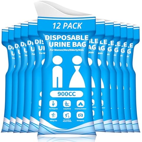HOKINETY Disposable Urine Bag for Travel - 900ML Portable Pee Bags for Women Men 12 PCS Emergency Vomit Bags Unisex Urinal Toilet Bag for Car Camping, Road Trip,Traffic Jams, Pregnant, Patient, Kids Cover
