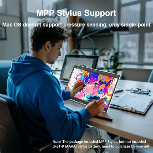 Image of Portable Monitor Touchscreen, 15.6 Inch 1080P External Monitor with MPP Stylus Included, IPS, FHD, 100% sRGB, 400 Nits, Built-in Stand, USB-C /HDMI /Mini DP for Laptop, PC, Mac, Surface, Console