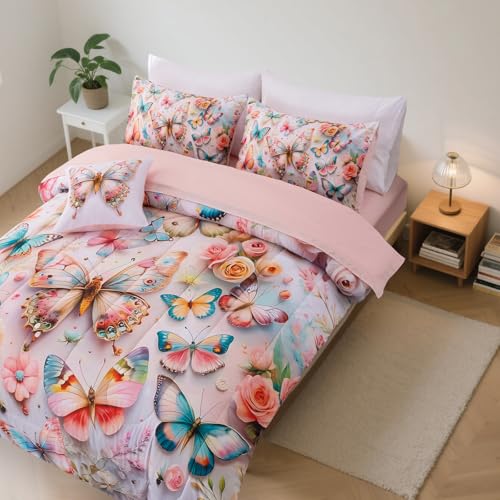 Image of A Nice Night Colorful 3D Butterfly Bedding Full Kids Comforter Set