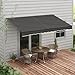 Outsunny 12' x 10' Retractable Awning, Patio Awning Sunshade Shelter with Manual Crank Handle, 280gsm UV Resistant Fabric and Aluminum Frame for Deck, Balcony, Yard, Dark Gray