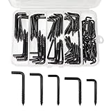 Ticway 85-teiliges verzinktes Spiralhaken-Set – 5 Größen, robuste selbstschneidende Haken für Zuhause, Garage oder Büro (schwarz)