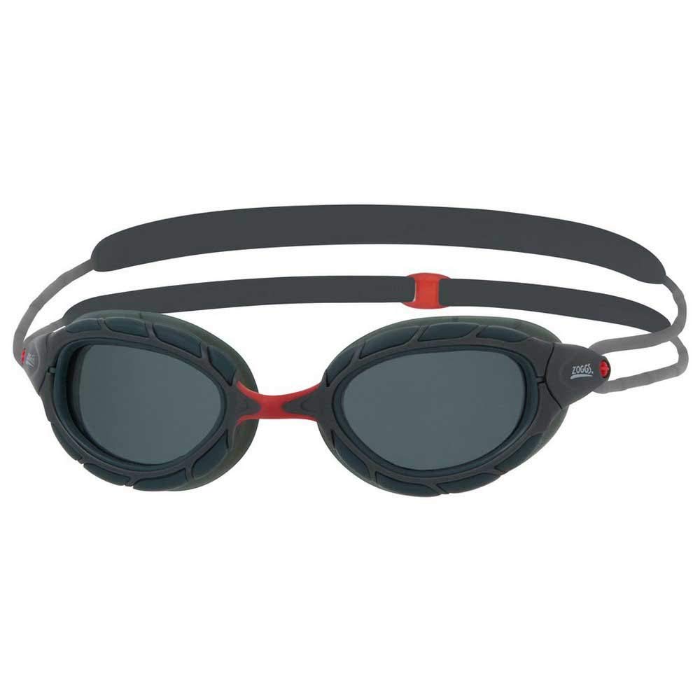 Zoggs Predator Adult Swimming Goggles, UV protection swim goggles, Pulley Adjust Comfort Goggles Straps, Fog Free Swim Goggle Lenses, Goggles Adults Ultra Fit, Smoke Polarised, Grey/Grey, Small