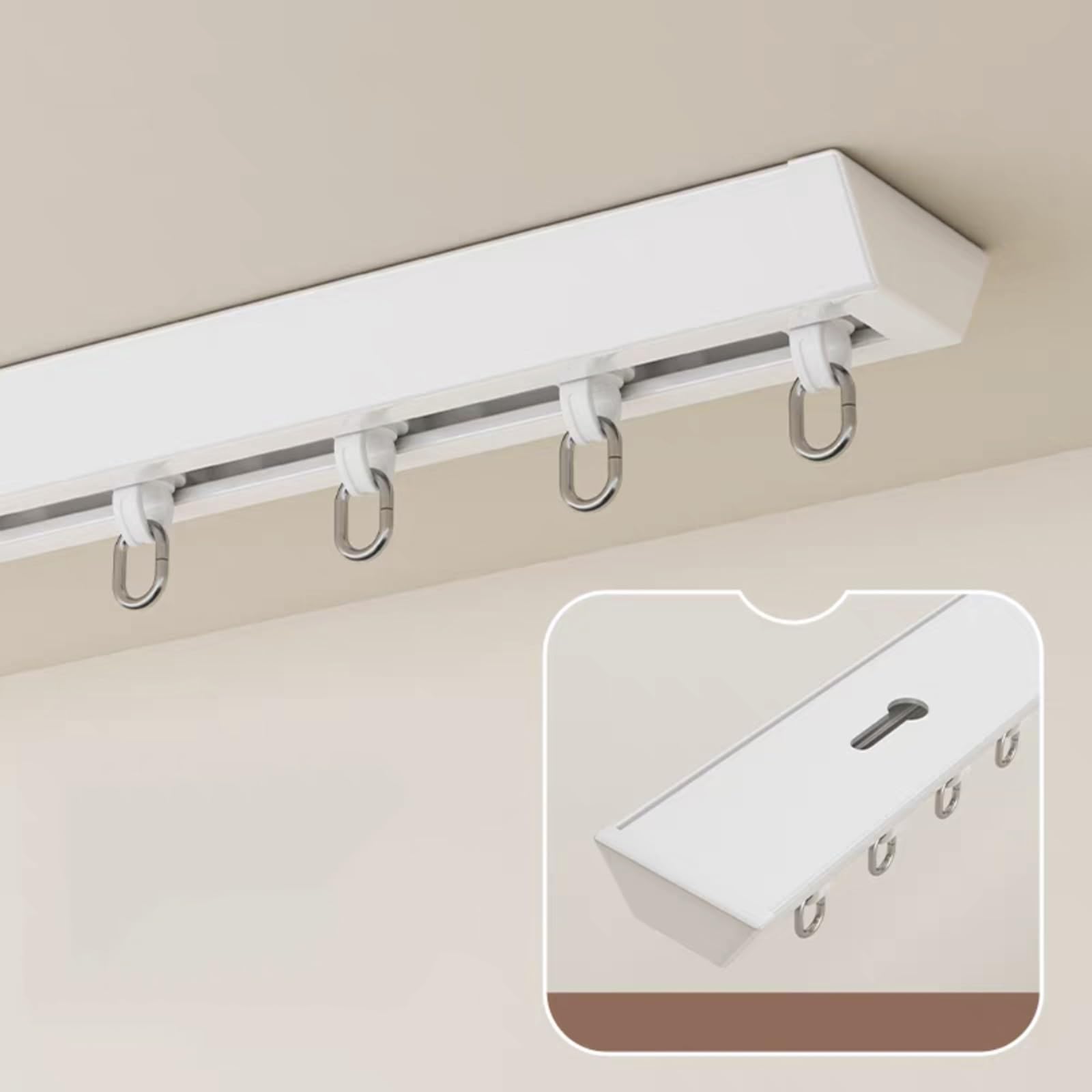 1 m / 5 m weißes Aluminium-Schienensystem, Wand-/Deckenmontage, Raumteiler mit vorgebohrten Löchern für einfaches Anbringen, ideal für Wohnmobile, Schränke und Raumoptimierung.