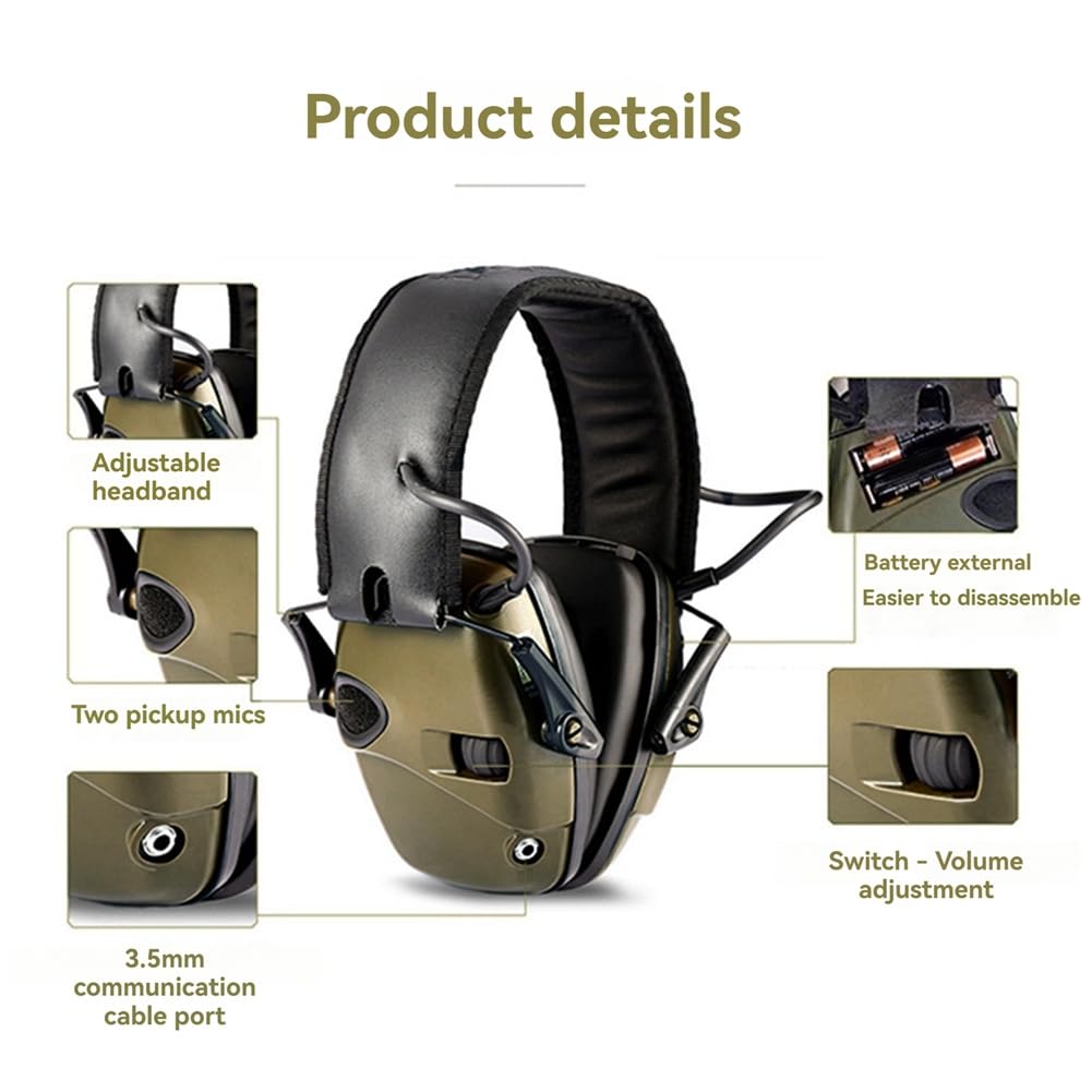 Impact Hearing Cuffie Cuffie Elettroniche Cuffie Sportive All'aperto Cuffie con Cancellazione del Rumore Nero