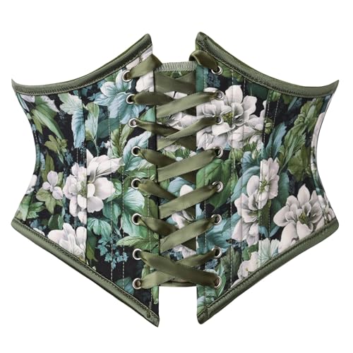 Image of Scarlet Darkness Corset Belt for Women Floral Lace Up Boned Underbust Corset Waist Belts