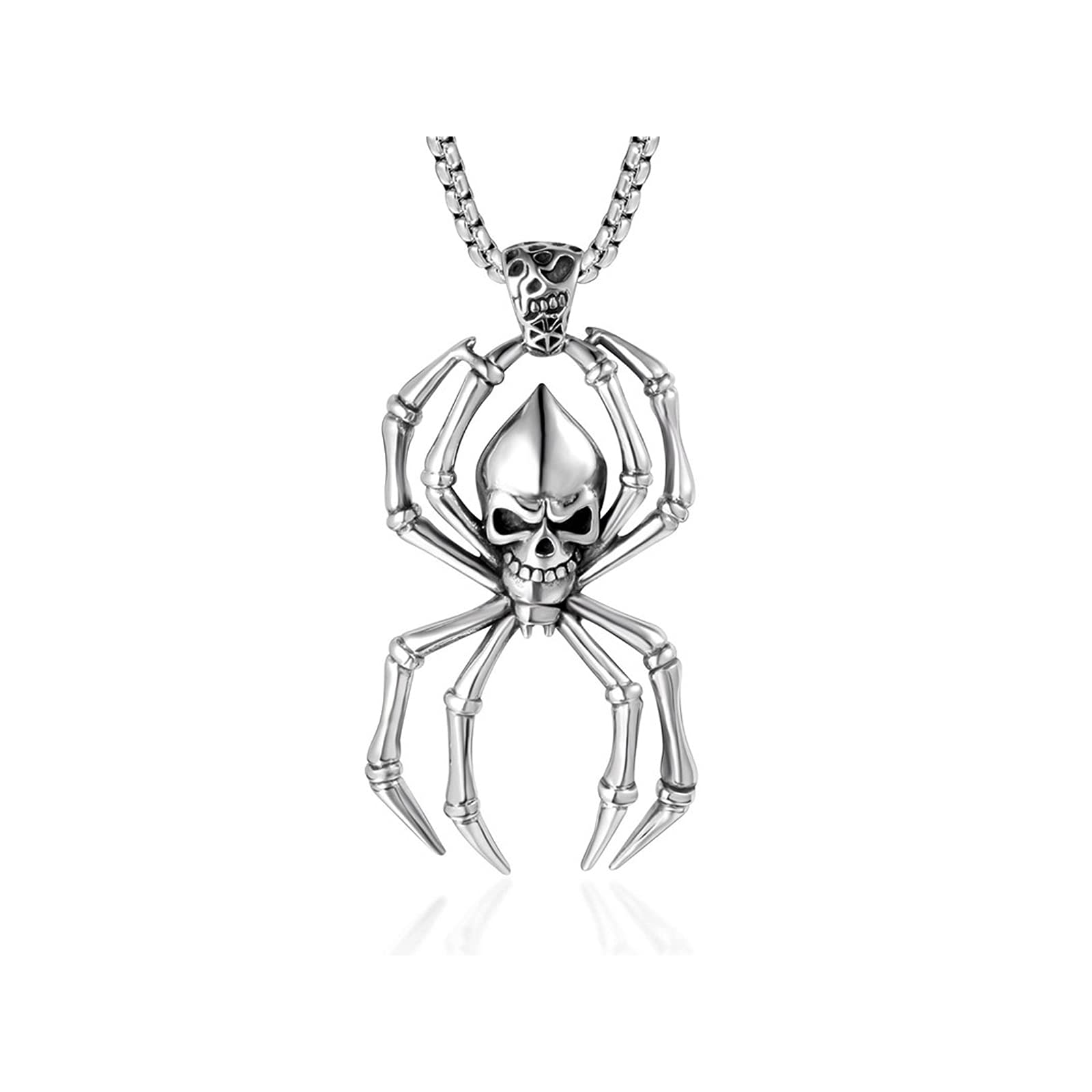 Colgante de calavera de araña joyería gótica de acero de titanio para niños y niñas