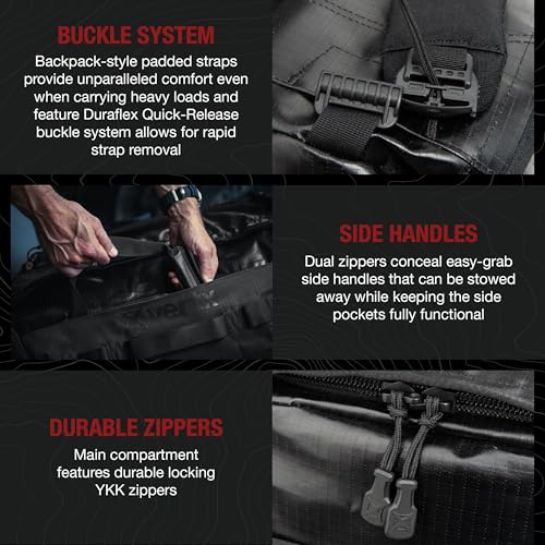 Vertx RLT Tactical Travel Duffel Bag Backpack for Men and Women, Compatible Tactigami for Survival EDC Gear, CCW Concealed Carry, Hunting Luggage, 80L, Black3