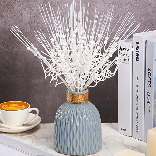30 Stück Weihnachten Glitzer Lockige Sprühen Picks 14 Zoll Künstliche Lockige Beere Ting Ting Zweige Dekorative Stöcke für Winter Hochzeit Vasenfüller Weihnachtsbaum Handwerk (Weiß) Cover