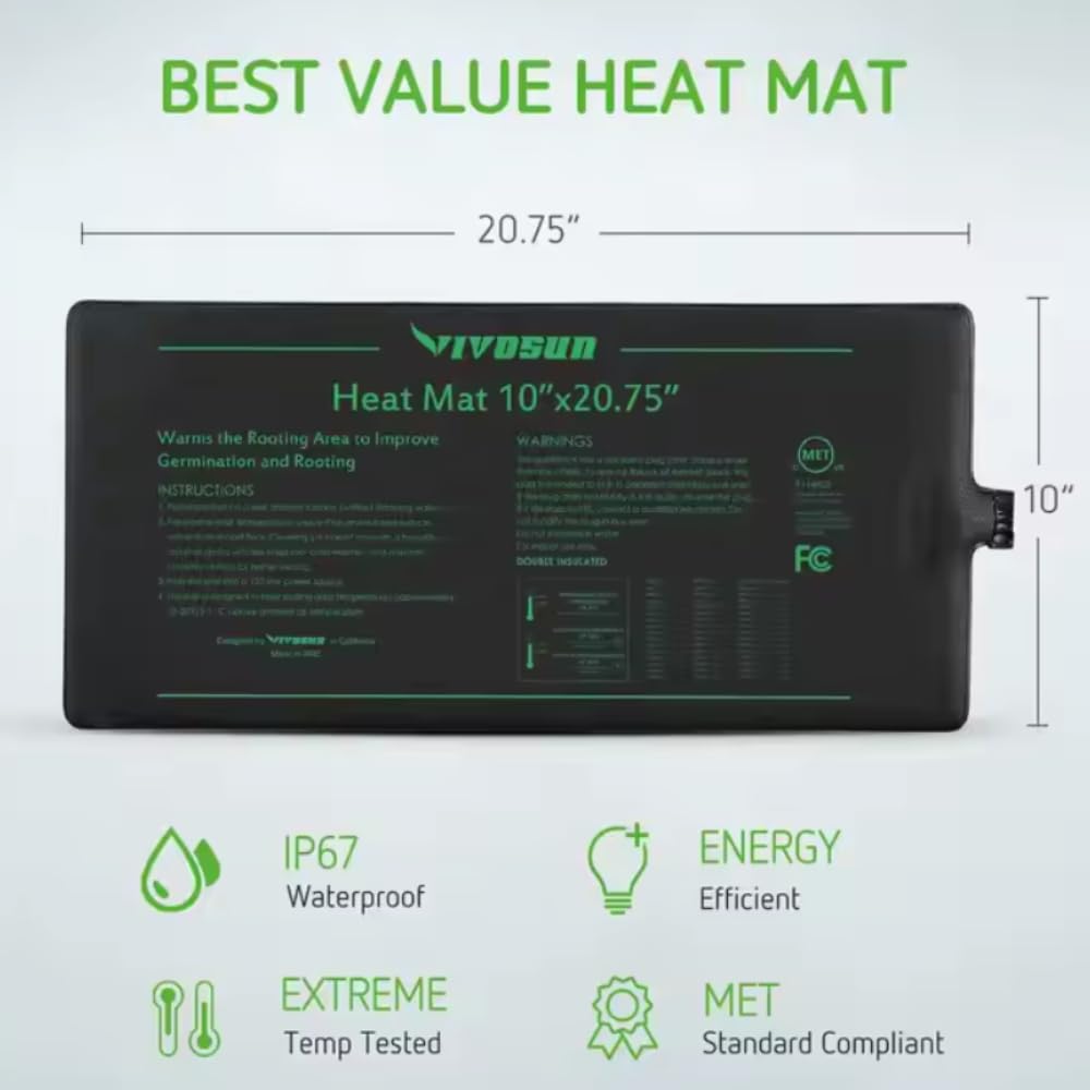 Manta Térmica para Invernaderos y Germinación de Semillas - Calefacción Constante, IP67 Resistente al Agua, S/M/L/XL/XXL, Opciones con Controlador de Temperatura