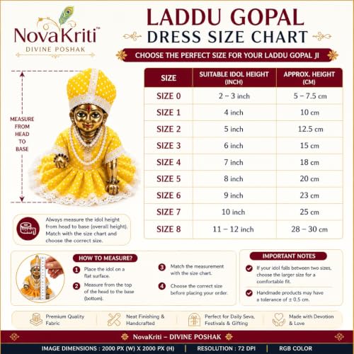 Image of Summer Special Dress Set of 4 laddu Gopal ji Pure Cotton Fancy Night Suit for Daily shringar | Random Color & Designs. (Size 2)