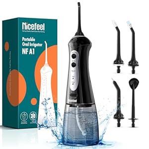 Nicefeel Water Dental Flosser Teeth Pick – Fast Charge Cordless Teeth Cleaner, 3 Modes Portable Oral Irrigator, IPX7 Waterproof Electric Water Dental Flosser for Tonsil Stone, 300ML Tank, Home Travel