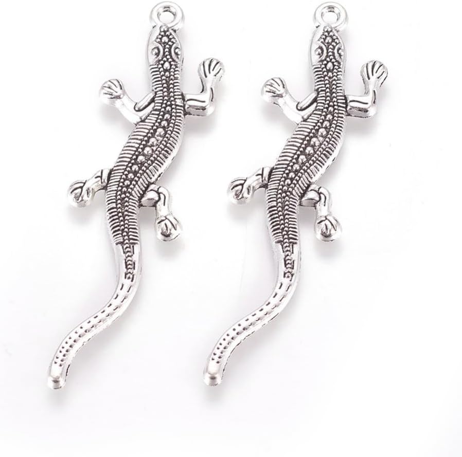 Ipotkitt 100 Pcs Vintage Style Charms Big Lizard Charms Reptile Geckos Charms Animal Charms Bulk for Jewelry Findings DIY Bracelet Necklace Crafts - Image 7
