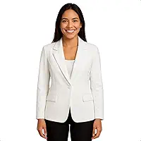 Blazer Feminino Sem Forro com Botão Encapado e Bolsos Falsos