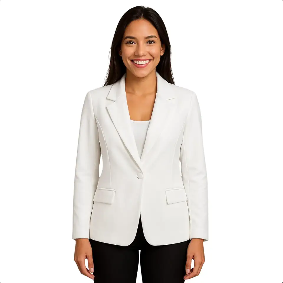 Blazer Feminino Sem Forro com Botão Encapado e Bolsos Falsos