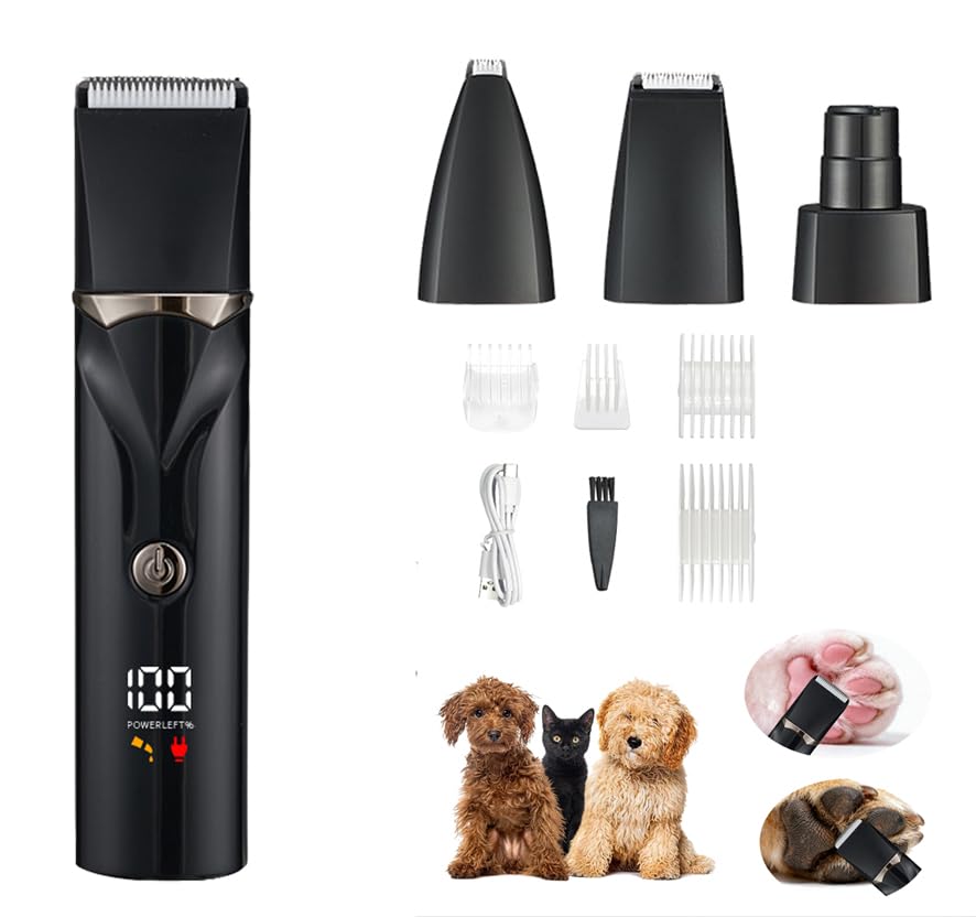 ALABOX 2-in-1 Pat Nail Clipperr/Pet Shaver Dog Clippers with IPX4 grade waterproof efficacy, Can be directly rinsed with water for Thick Heavy Coats Waterproof Pet Hair Trimmer (black)