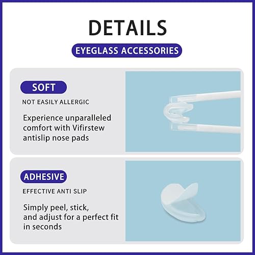 Miniatura 4 de Almohadillas de nariz antideslizantes para lentes de cámara de aire, cojines adhesivos de silicona suave, 30 almohadillas nasales para anteojos,