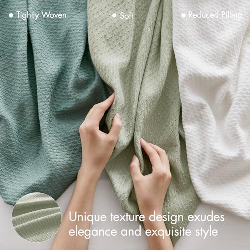 Image of Madison Park 100% Egyptian Cotton King Bed Blanket for Summer Sage Green | Cozy Soft Breathable Durable, Waffle Weave Woven Casual, Lightweight Knit All Season Throw for Bed Couch or Sofa, OEKO TEX