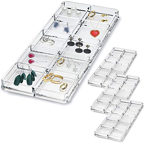 byAlegory Set mit 3 Acryl-Schubladen-Ohrringen, Ringorganizer, 10 Fächer, zur Aufbewahrung von Ohrringen, Ringen, Halsketten, Uhren, Schmuck - transparent Cover
