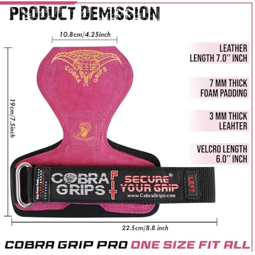 Image of Cobra Grips Weight Lifting Gloves with Adjustable Neoprene Padded Wrist Wraps - Heavy Duty Alternative to Power Lifting Hooks for Deadlifts