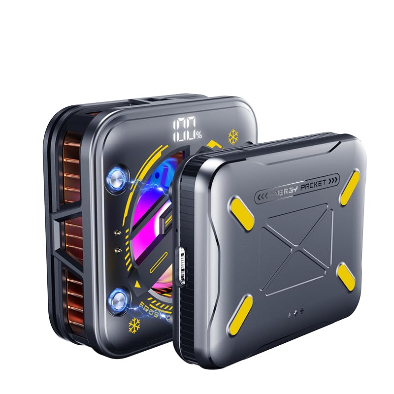 Magnetic Phone Cooler with Battery,Rechargeable Wireless Cooling Fan for iPhone/iPad,Phone Cooling Case Radiator Heatsink with RGB LED for iPhone MagSafe Series/Samsung/Android