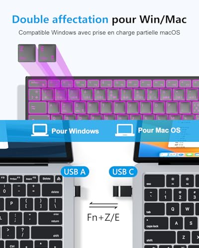Clavier sans fil rechargeable OMOTON multi-dispositif Windows et Mac OS - 6