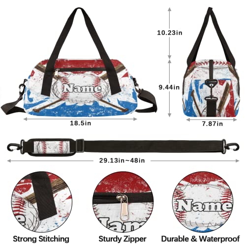 Baseball Custom Name Kids Duffel Overnight Bag for Little Boys Girls Teen, Sport Baseball Theme Personalized Small Gym Sport Duffel Bag Travel Weekender Tote Carry-On Dance Bag,4