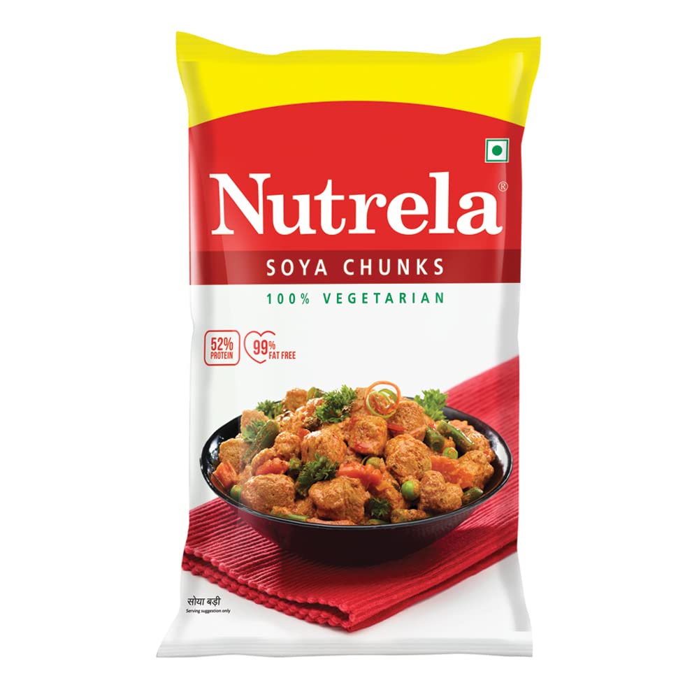 Nutrela SOYA Chunks, High Protein Soyabeans, Tender & Juicy SOYA Nuggets - 1kg