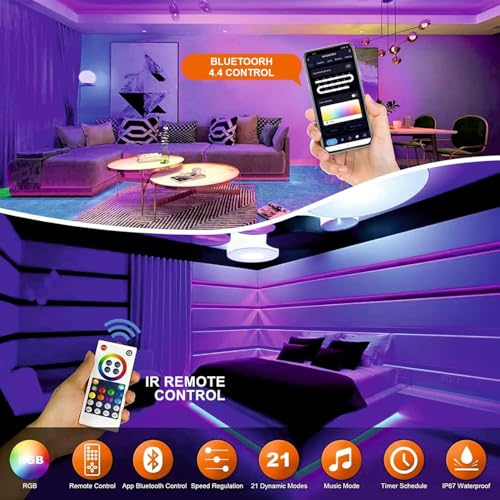 Image of SKYBUCKET15ft LED Lights for TV 32-65 Inch | RGB TV Backlight Strip with Music Sync, Bluetooth App & Remote | USB Powered Bias Lighting for Gaming, Bedroom, Smart TV & Home Theater (Neon Strip Light)
