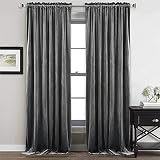 Grey Velvet Curtains 84 inches Long - Soft Thick Velvet Blackout Curtain Drapes Thermal Insulated Wi