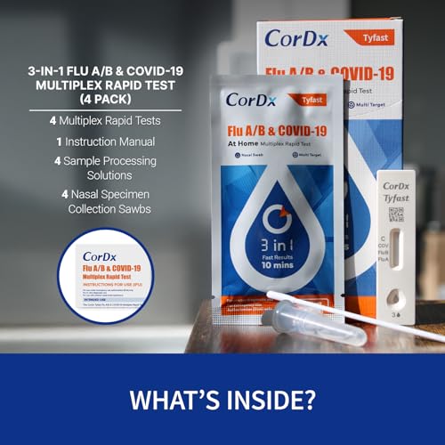 CorDx Tyfast at Home Flu A/B and COVID 19 Rapid Test Kit, Easy, Accurate, Fast Results in 10 Minutes, 4 Tests. - Image 7