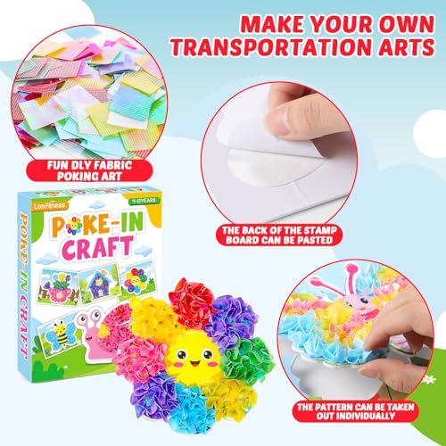 Image of Lonfliness 8Pcs Poke Craft Kit Summer Butterfly Bee No-Mess Fabric Sewing Art Puzzle Puncture Painting Mushroom Flower Gift Creative Activity Game Birthday Party Favors