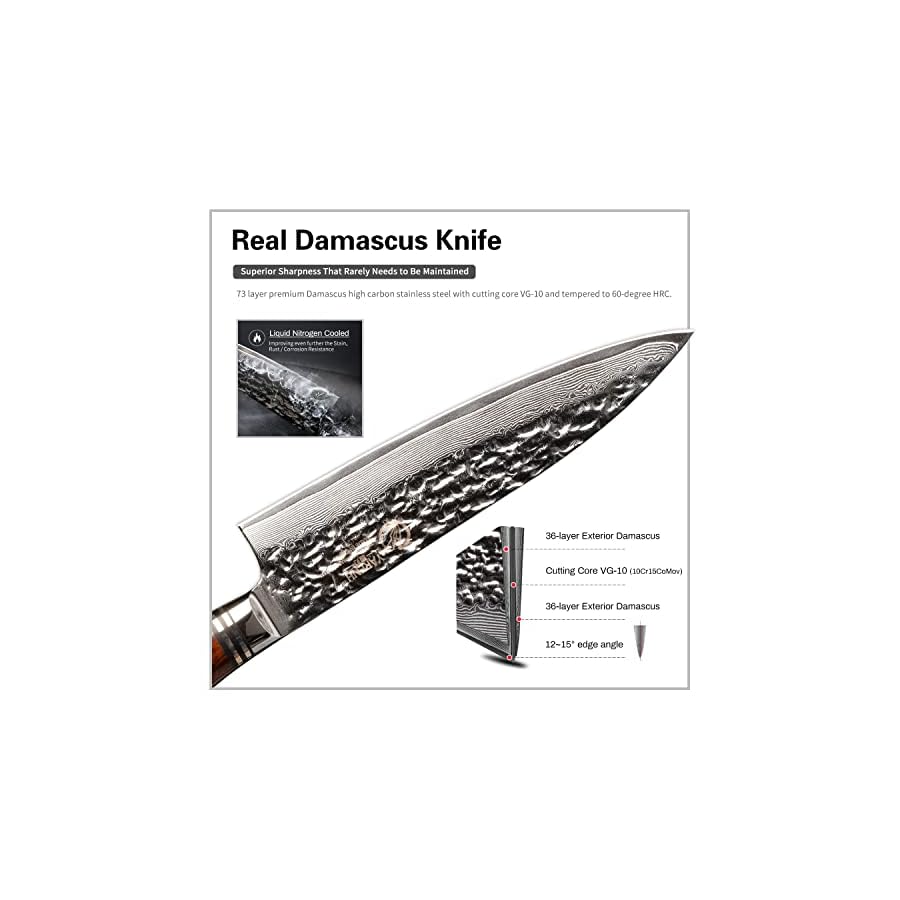 YARENH-Chef-Knife-8-inch-Professional-Kitchen-KnifeSharp-Damascus-Stainless-Steel-Blade73-LayersHigh-CarbonFull-TangDalbergia-Wood-HandleGift-Box-PackagingHTT-Series YARENH Damascus Chef Knife 8-Inch,73-Layer Steel,Sandalwood Handle,Rust-Proof,Sharp Kitchen Knife