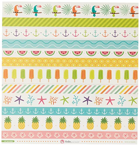 Anita and Su Mundo Collection My Paradise Scrapbooking Papers, Paper, Strips, 12" x 12", 30.5 x 30.5 cm