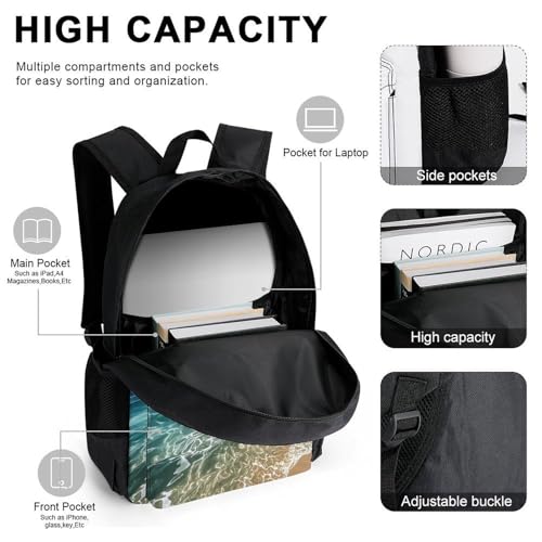 3-in-1 Backpack Combination Set Island Breeze Print 3Pcs Backpack Sets Travel Daypack with Lunch Bag And Cosmetic Bag4