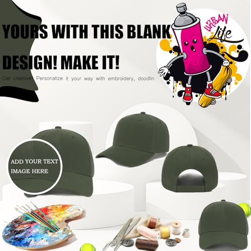 Image of ZH Plain Adjustable Baseball Cap - Lot of 12 Unisex Blank Design Caps