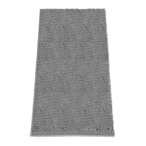 Image of Absorbent Dog Door Mat for Muddy Paws, 60 inch x 30 inch Chenille Indoor Mats for Entryway, Trap Dirt Front Door Mat Indoor Entrance Washable Non Slip Soft Light Grey