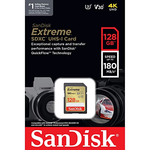 Cartão de Memória Sd 128gb Cartão Sd Extreme Velocidade de Leitura de até 180Mbs Classificação de Ve