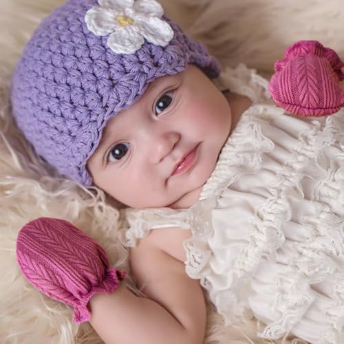 Image of AQOKKA Newborn Receiving Blanket with Bow Hat Headband Wooden Card Set Wheat-Pattern Newborns Toddler Baby Boy Girl Nursery Swaddle Wrap