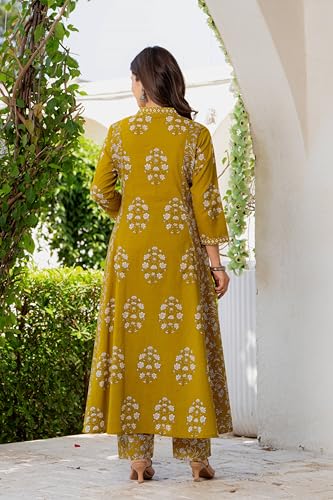 Image of PARTHVI Women's Pure Cotton Block Printed Ethnic Wear Kurta & Palazzo Pants & Dupatta Set