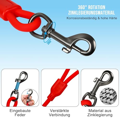 IOKHEIRA Hundeleine - wasserdichte PVC-Hundeführleine, Leicht Zu Reinigen, Mit Robustem Zinklegierungsverschluss Und Komfortablem Griff