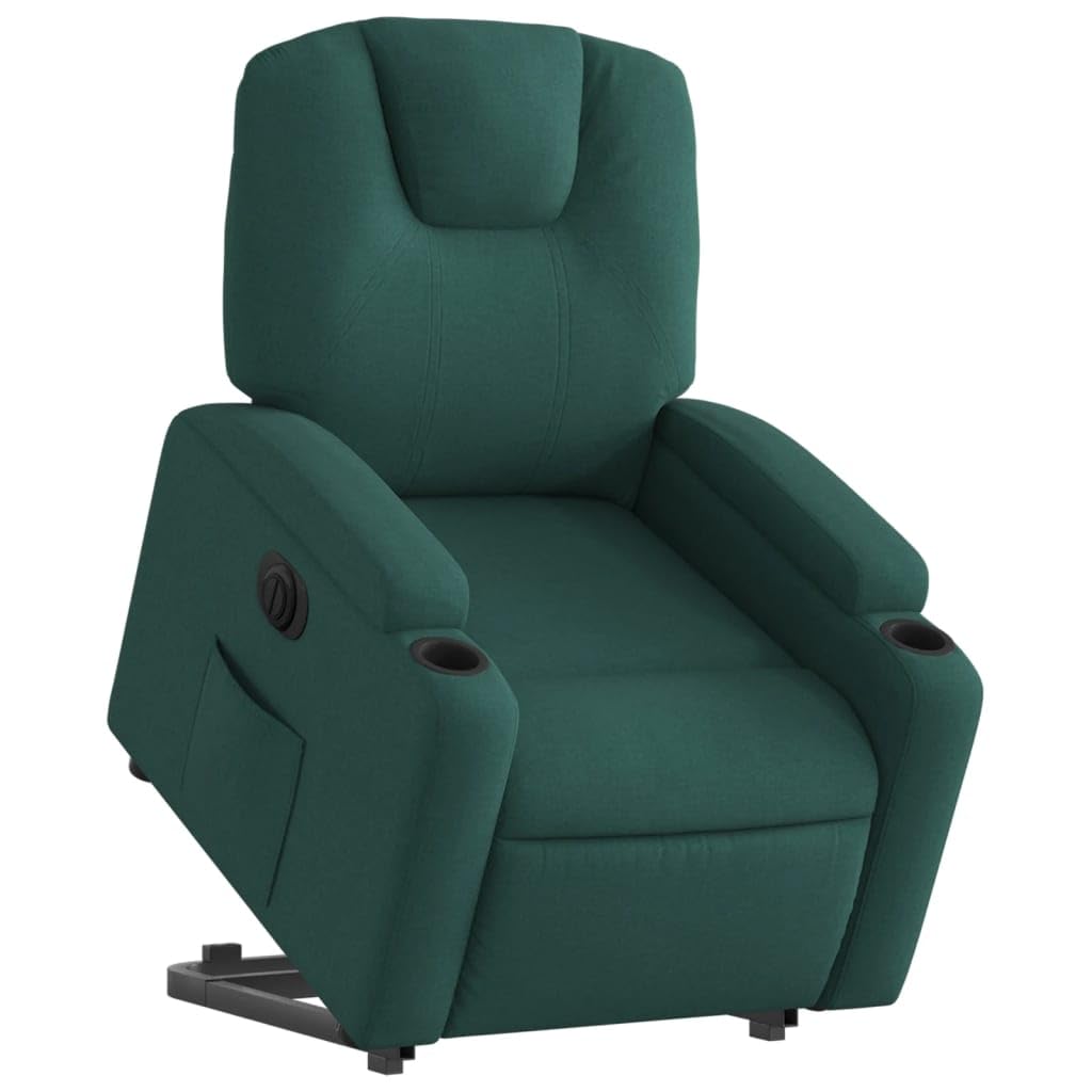 Homgoday Relaxsessel mit Aufstehhilfe Elektrisch Fernsehsessel Relaxsessel mit Liegefunktion, Aufstehsessel Seniorensessel Polstersessel Ruhesessel TV Sessel für Wohnzimmer Stoff Dunkelgrün