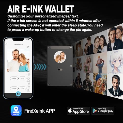 Smart Metal Wallet with Custom 4-Color E-Ink Screen, Double-Tap to Show Contact Info, Built-in Find My Tracker (iOS Only), RFID-Blocking Metal Design, Holds 12 Cards & Removable Cash Clip3